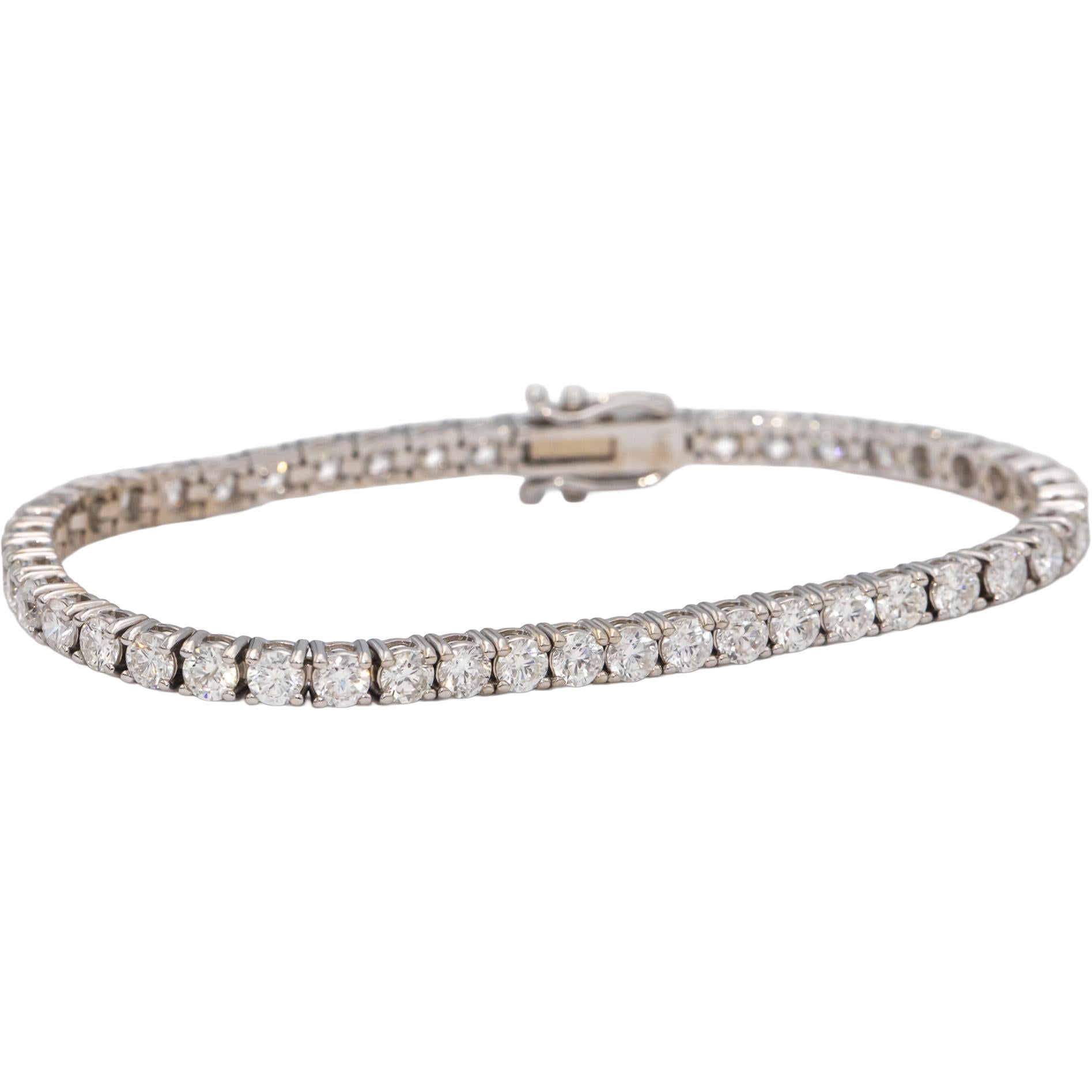 14k White Gold Round Diamond Tennis Bracelet 7.83CT