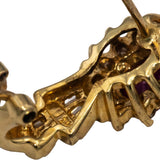14k Yellow Gold Ruby and Diamond Dangle Earrings 1.40CTW