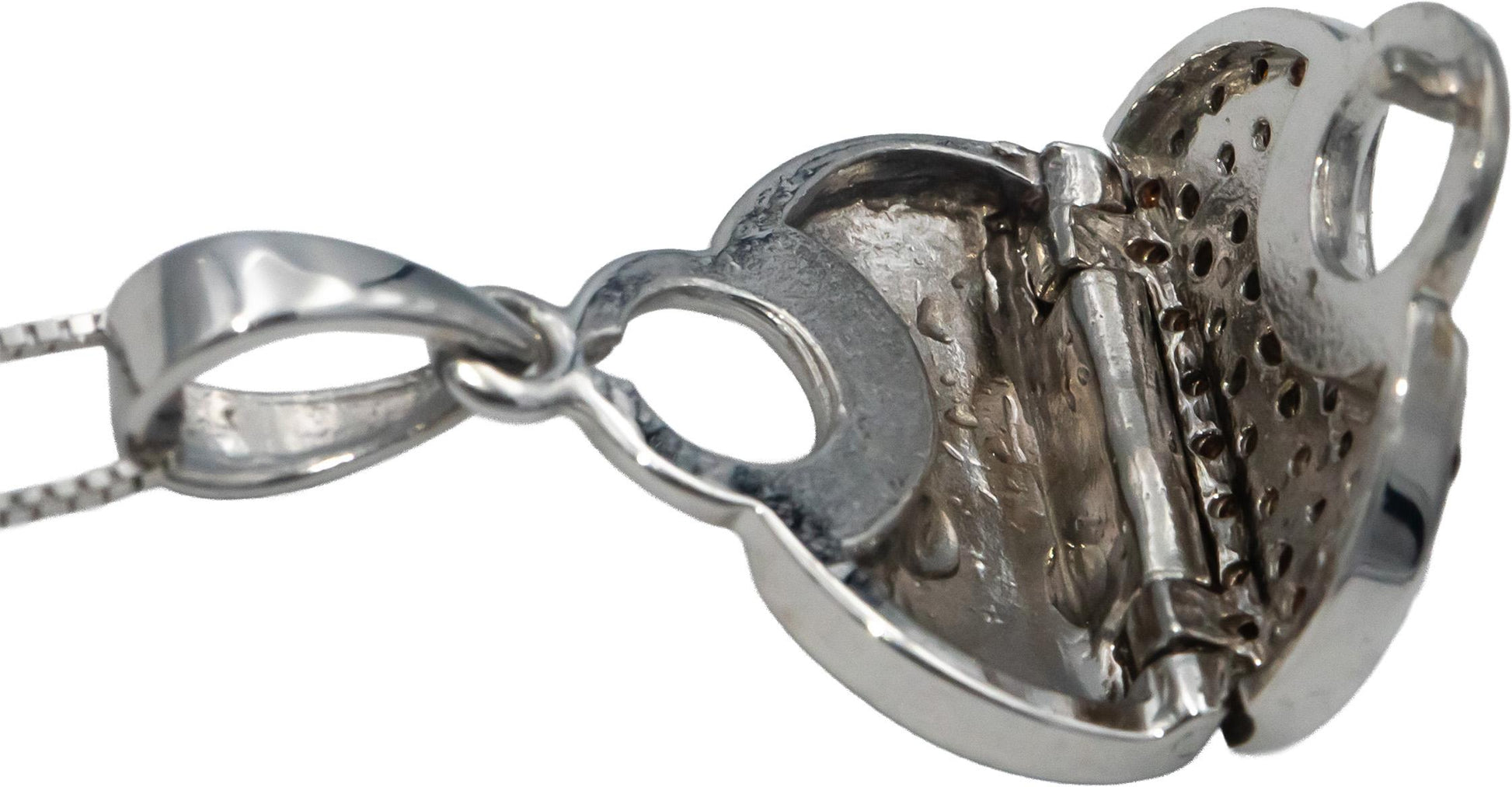 14k White Gold Round Orange Diamond Purse Handbag Pendant Necklace 0.25CT