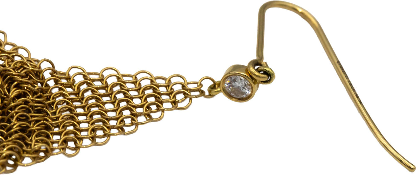 TIFFANY & CO. 18k Gold Diamond Elsa Peretti Mesh Earrings .10CT $3200.00 Retail