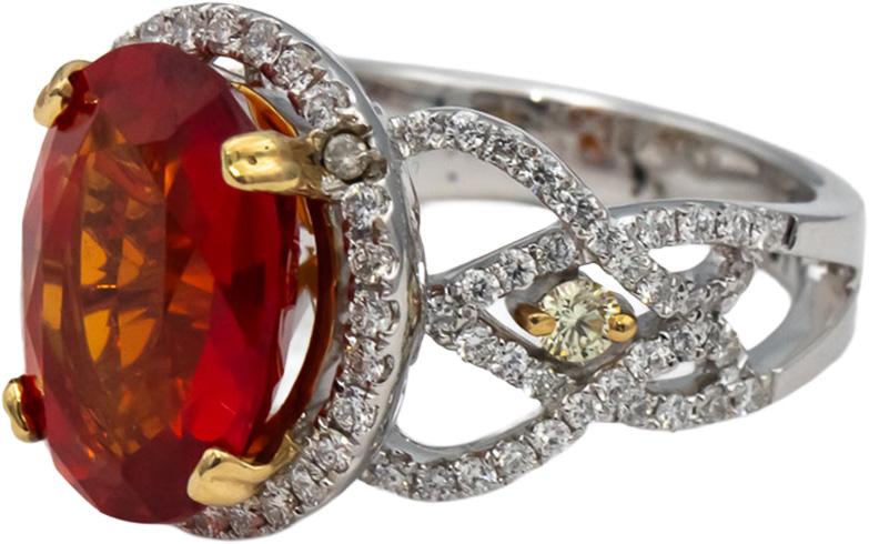 GIA 14k Gold Lab-Grown Sapphire and Round Diamond Ring 0.75CT Size 7.25