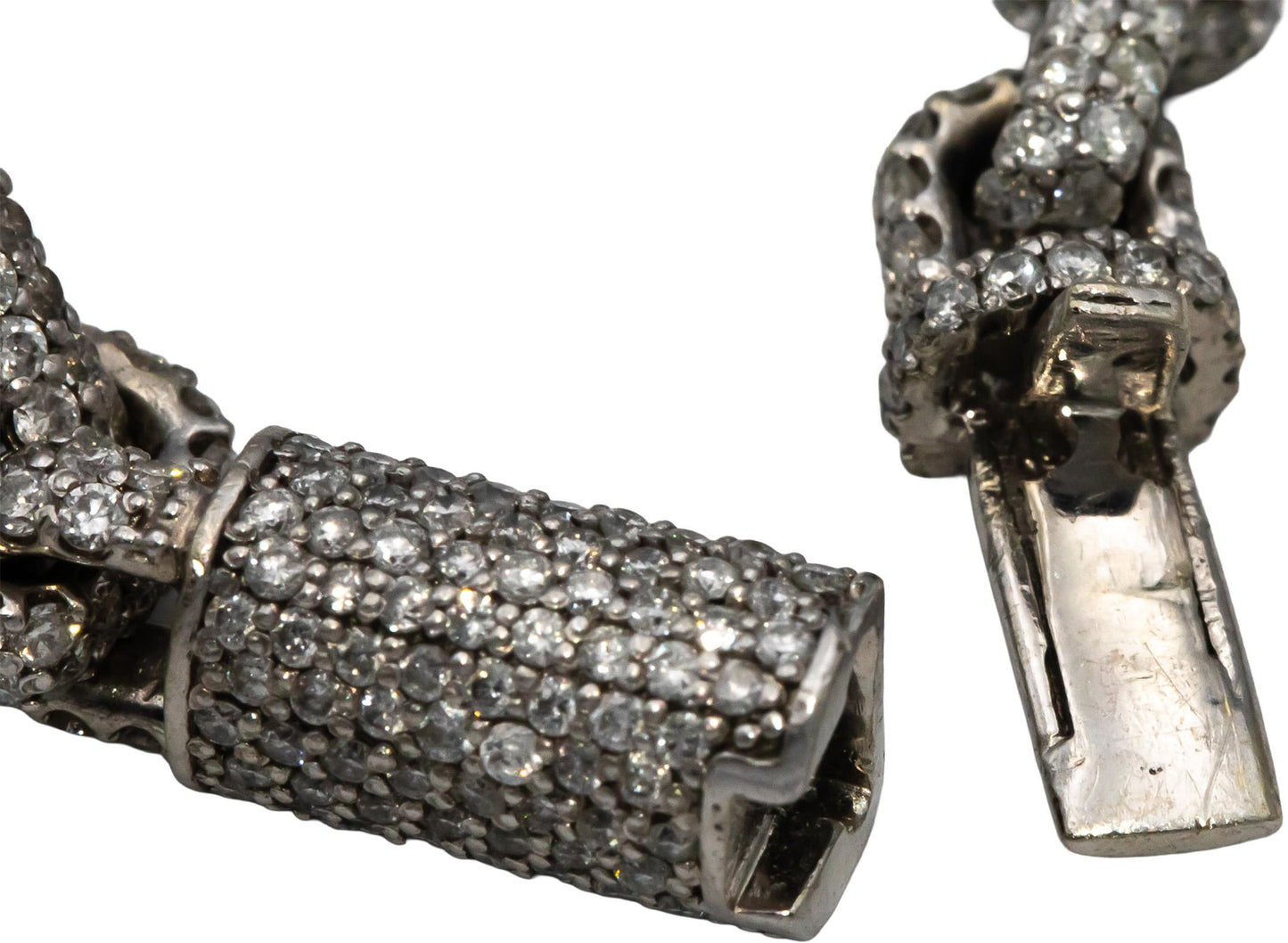 14k White Gold Round Diamond Pave Anchor Link Necklace 32.75CT