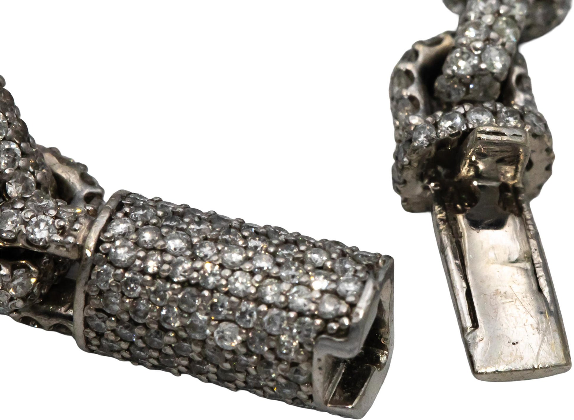 14k White Gold Round Diamond Pave Anchor Link Necklace 32.75CT