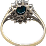 14k White Gold Oval Cut Sapphire Round Diamond Halo Ring 0.75CTW Size 9.75