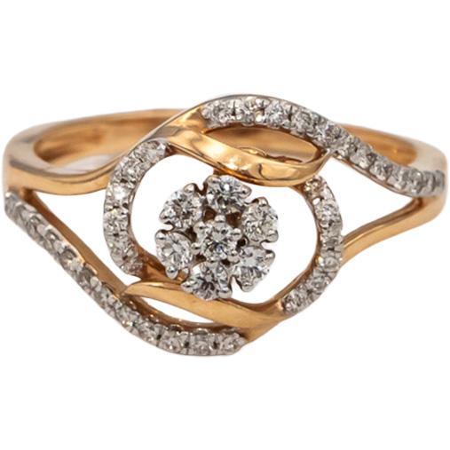 18k Yellow Gold Round Diamond Cluster Cocktail Ring 0.29CT Size 6.25