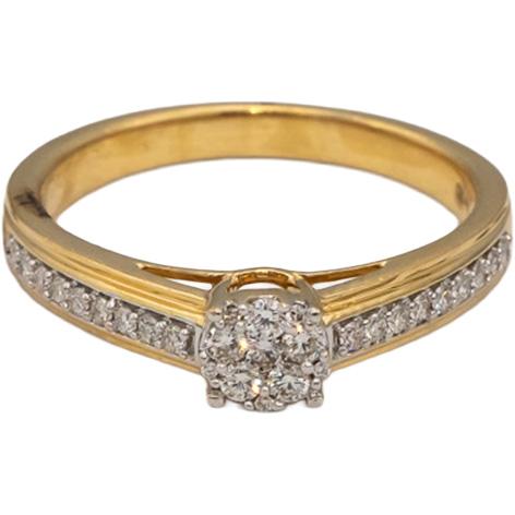 18k Yellow Gold VS Round Diamond Cocktail Ring 0.23CT Size 6.25