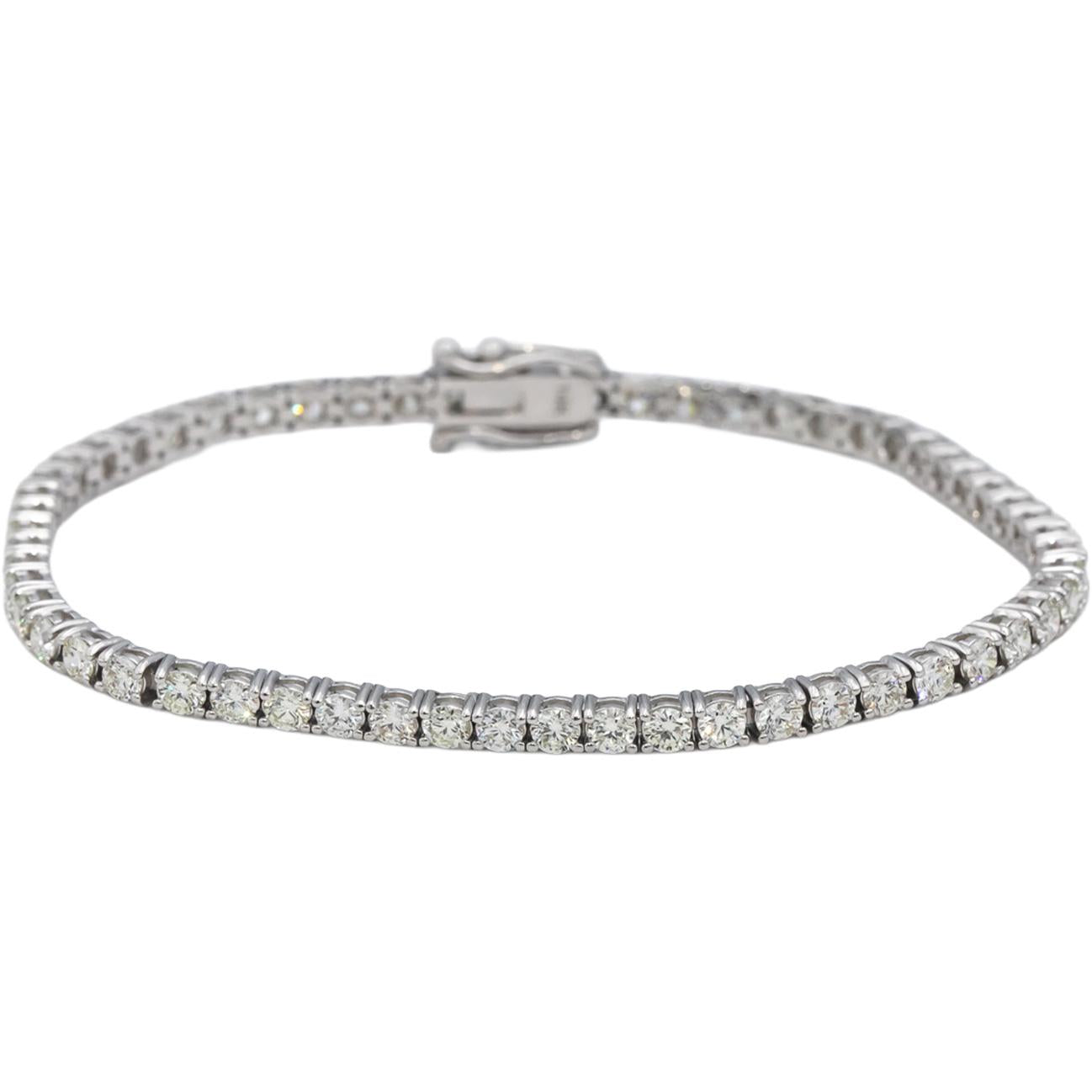 14k White Gold VS Round Diamond Tennis Bracelet 4.51CT