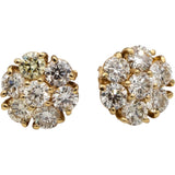 14k Yellow Gold Round Diamond Cluster Stud Earrings 2.10CT