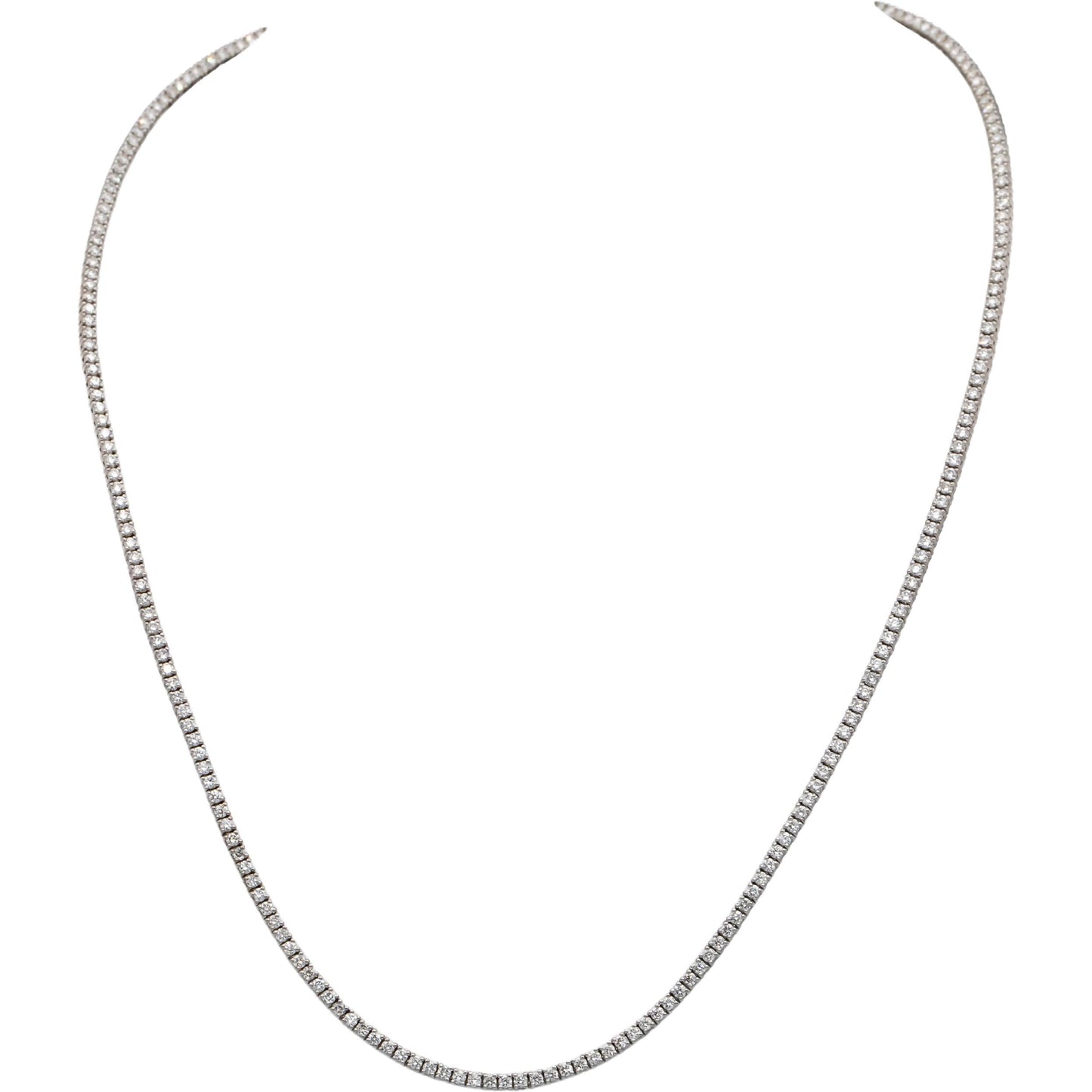 14k White Gold VS Round Diamond Tennis Necklace 4.48CT