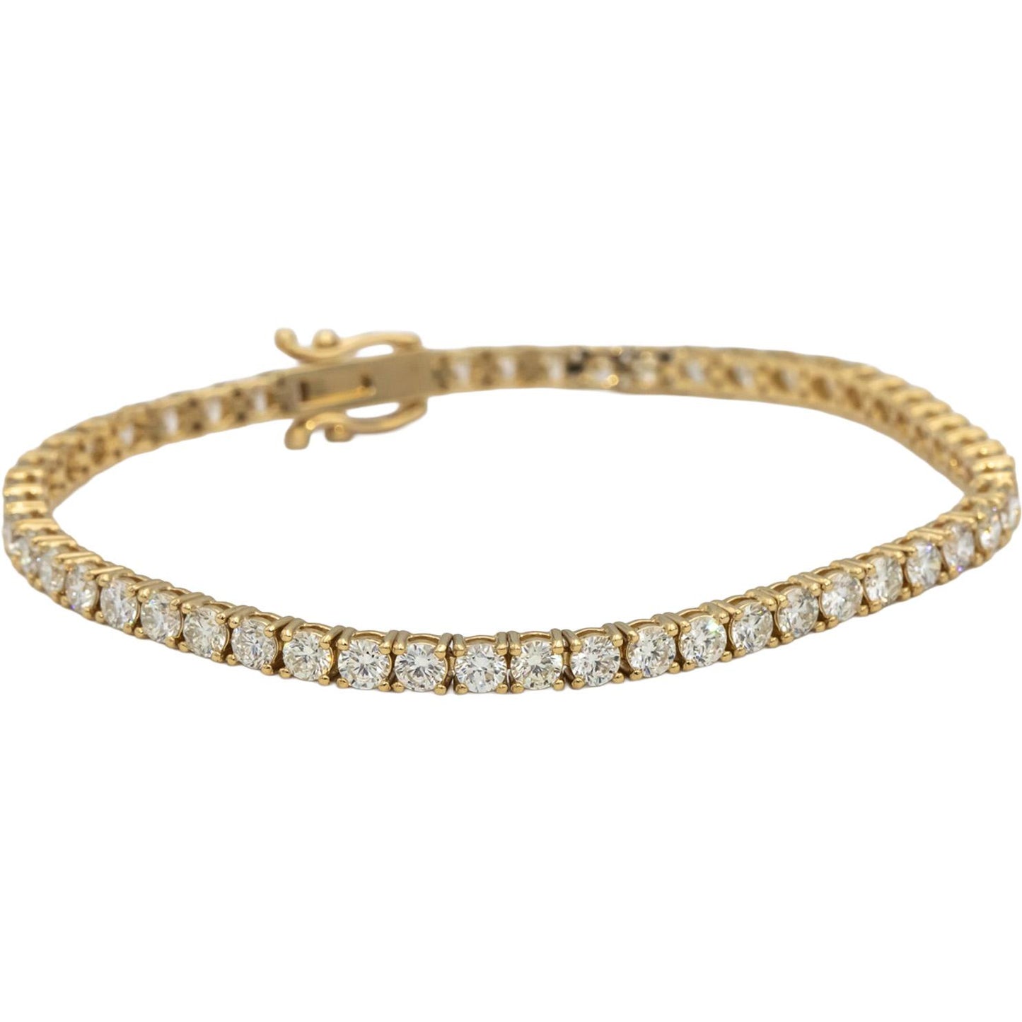 14k Yellow Gold VS Round Diamond Tennis Bracelet 6.0CT
