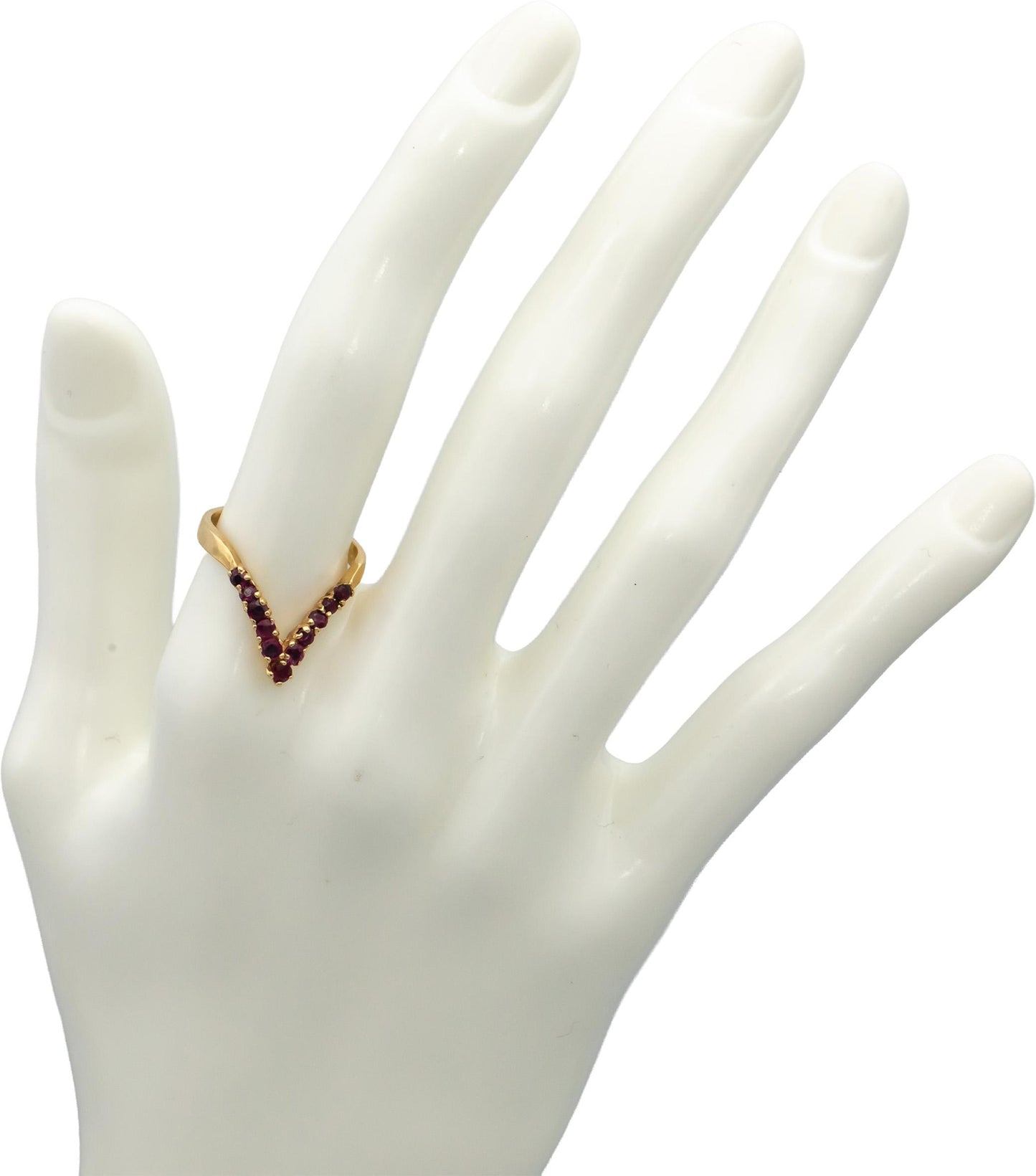 14k Yellow Gold Round Ruby Chevron Ring 0.30CT Size 6.25