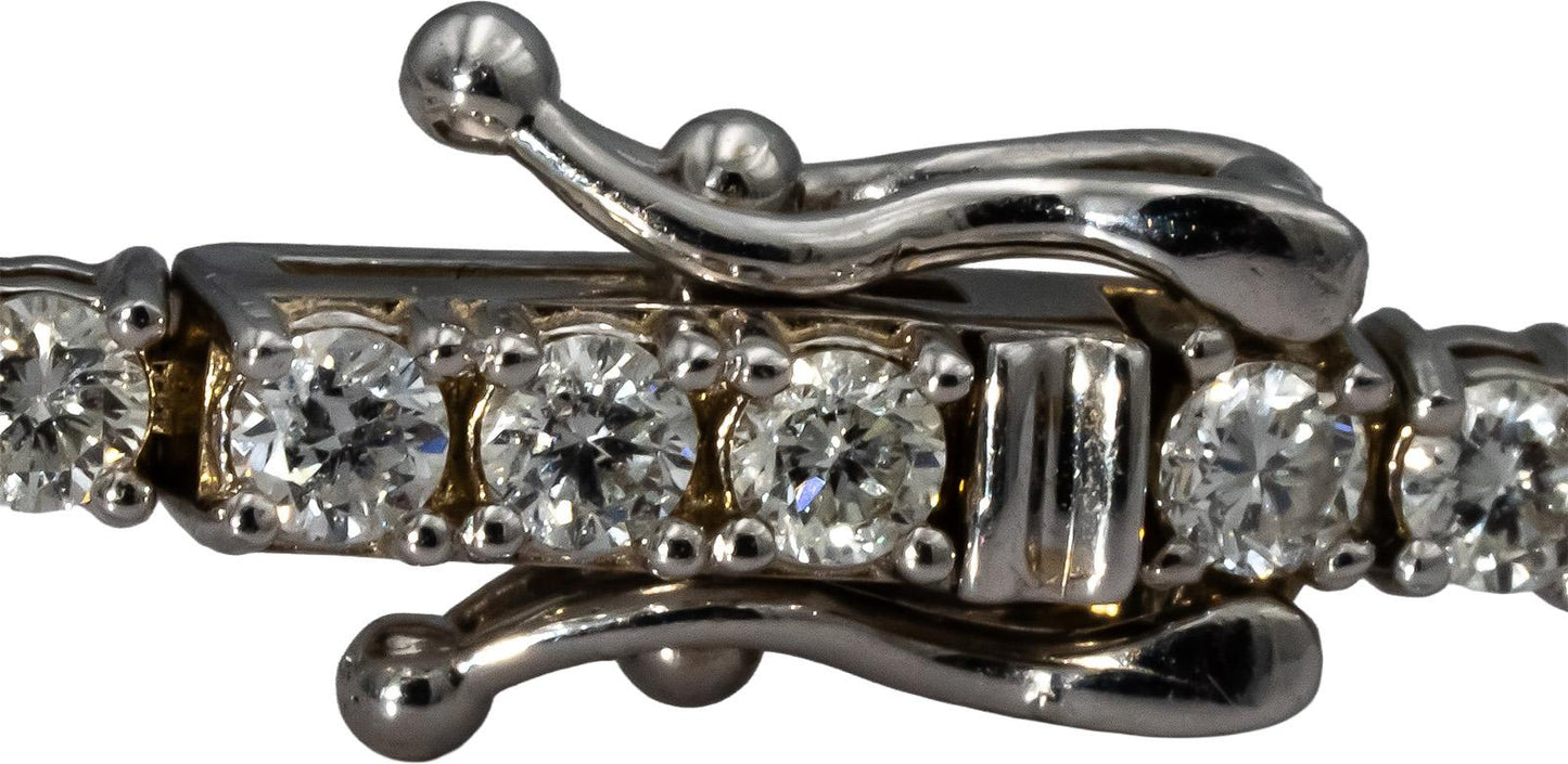14k White Gold Round Diamond Tennis Bracelet 3.43CT