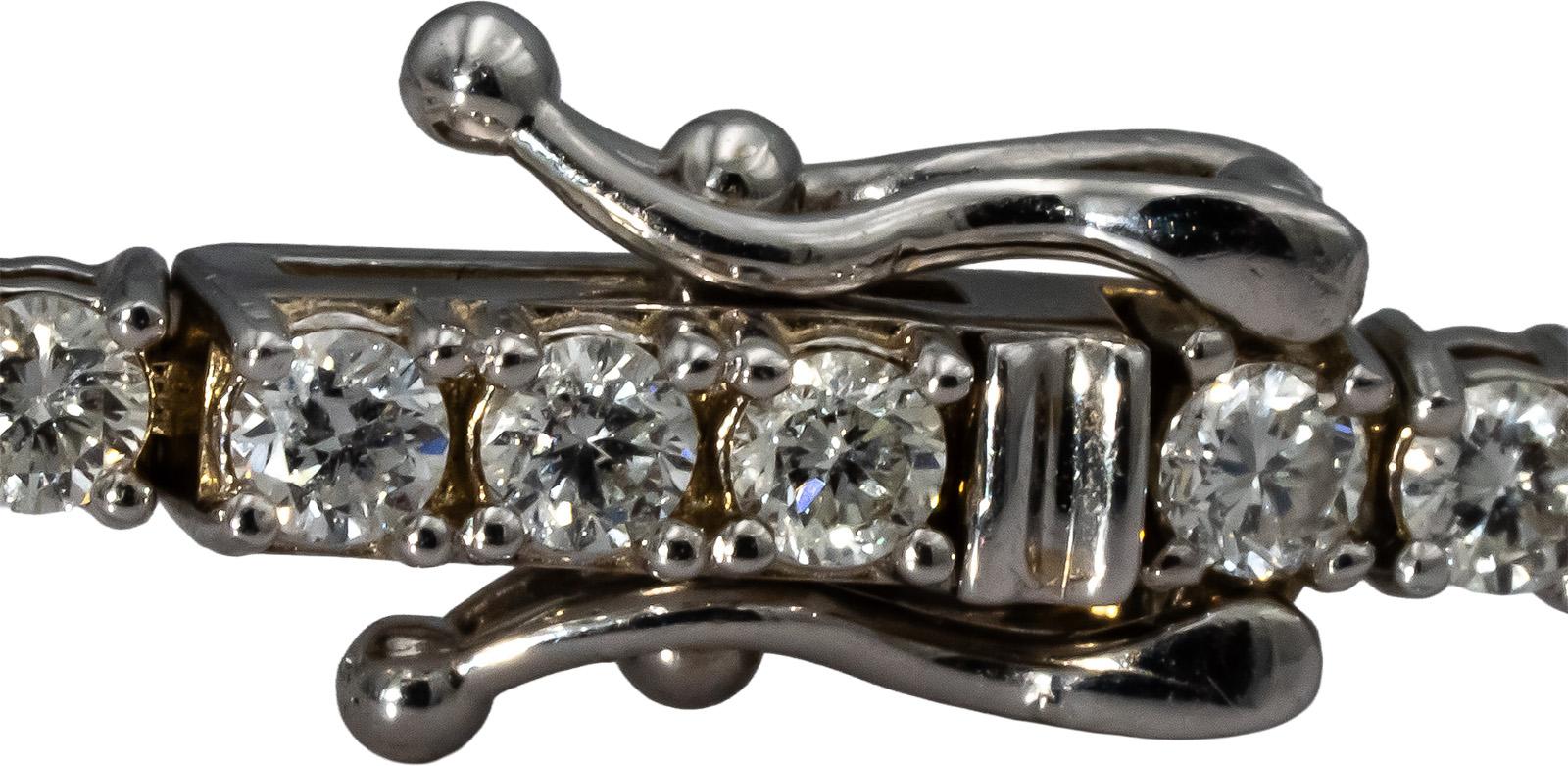 14k White Gold Round Diamond Tennis Bracelet 3.43CT