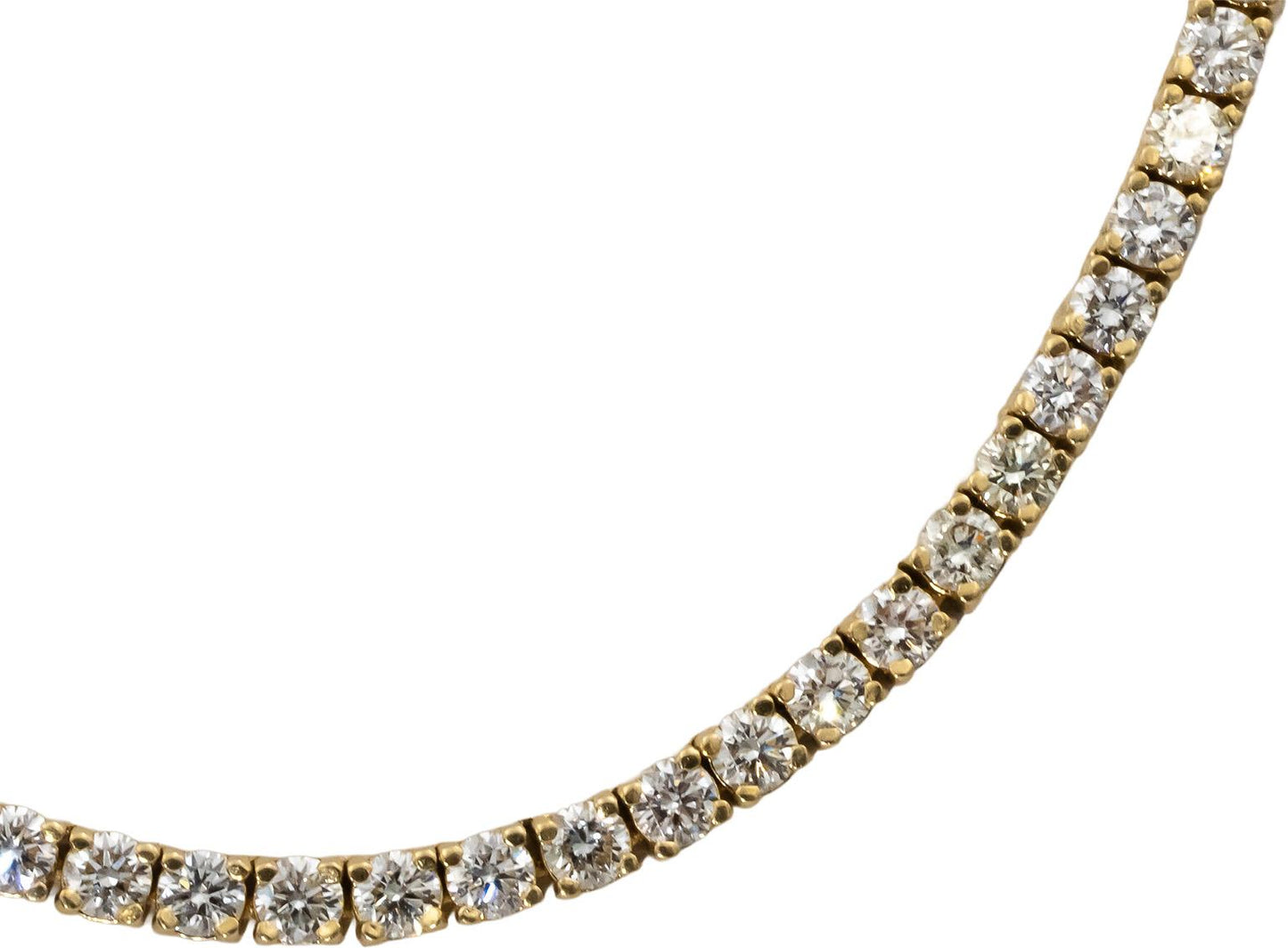 14k Yellow Gold VS Round Diamond Tennis Necklace 9.08CT