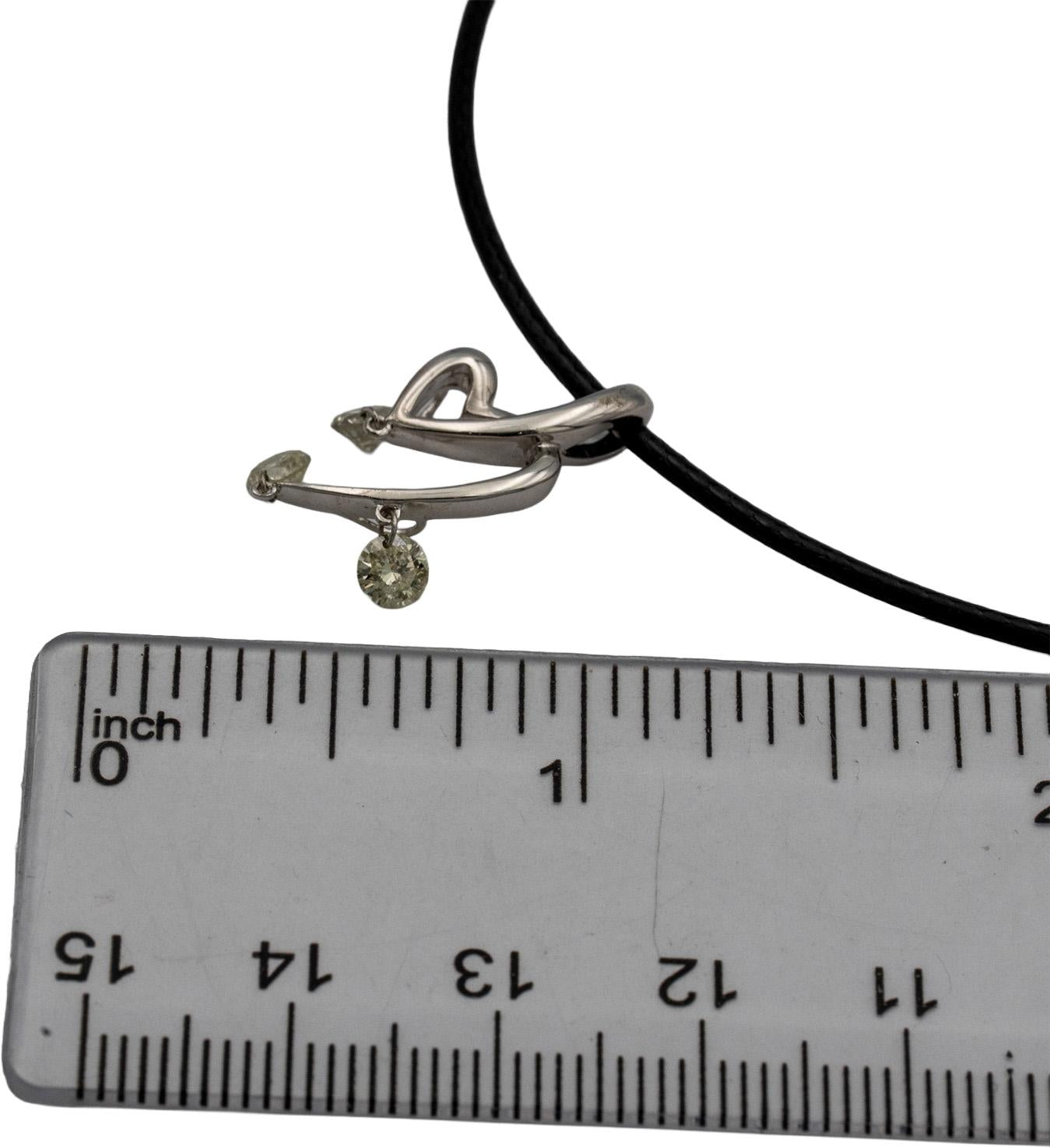 14k White Gold Round Diamond Dangle Pendant 0.65CT