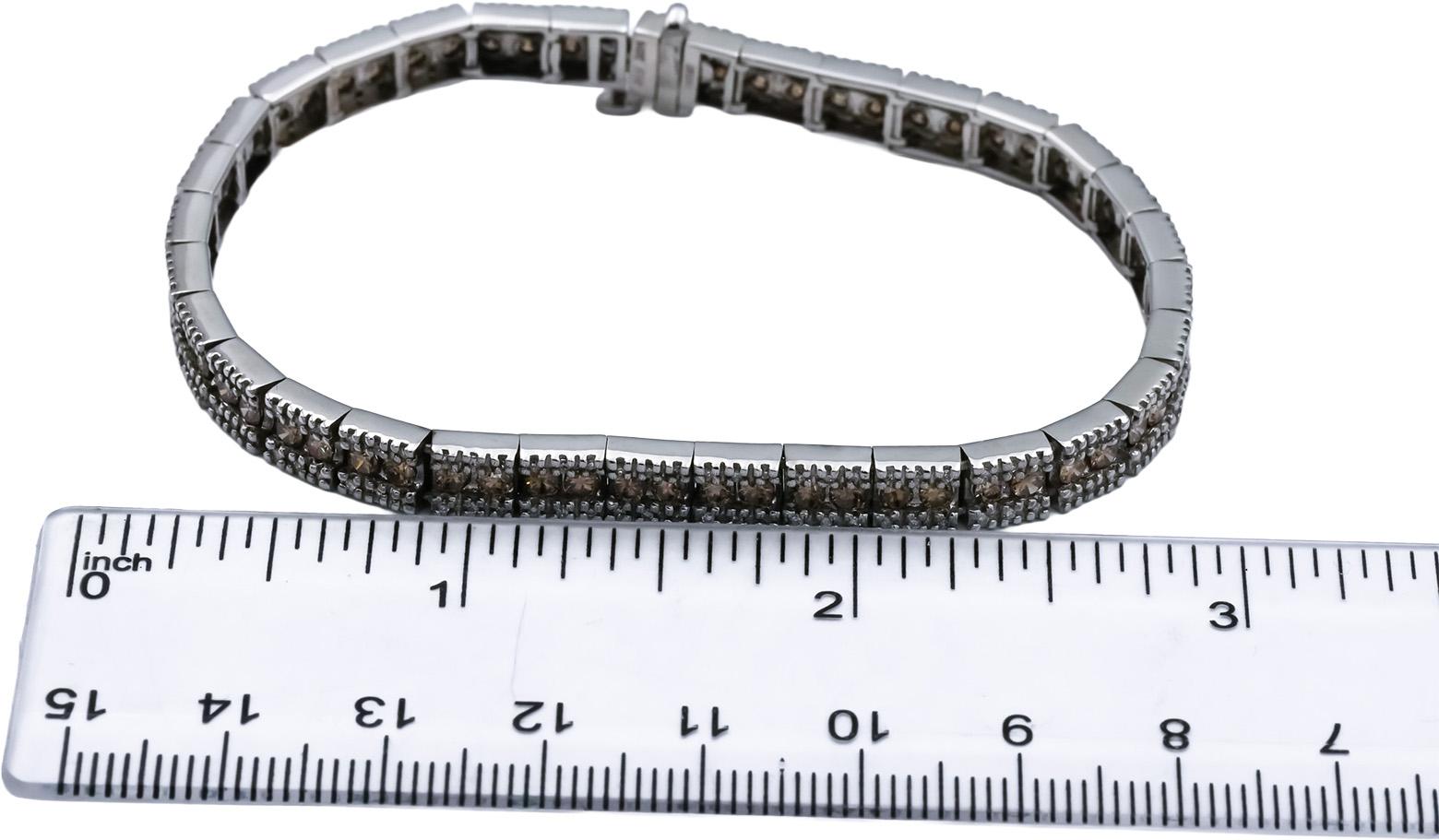 EFFY 14k White Gold Round Diamond Fancy Link Bracelet 3.50CTW