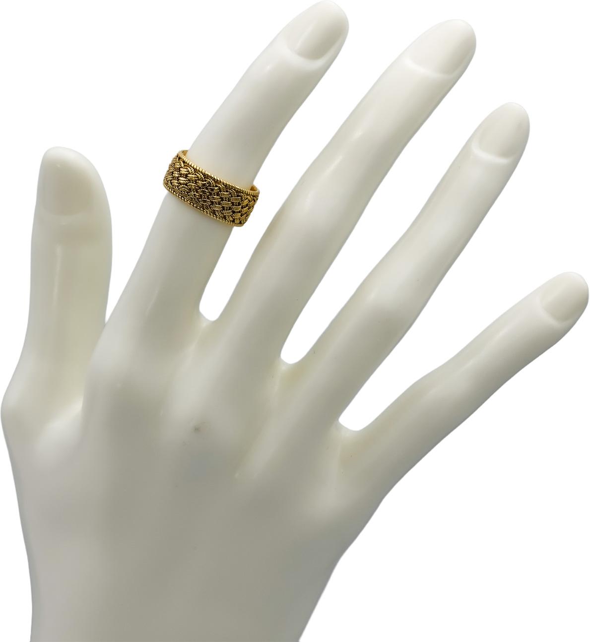 TIFFANY & CO. 18k Yellow Gold Vintage Woven Mesh Wedding Band Ring Size 5