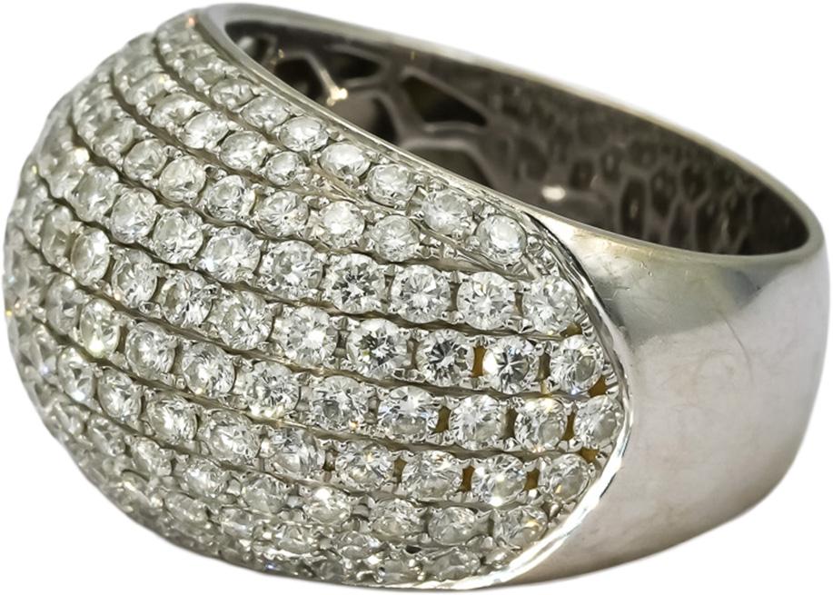 18k White Gold Round Diamond Cluster Dome Cocktail Ring 3.0CT Size 9