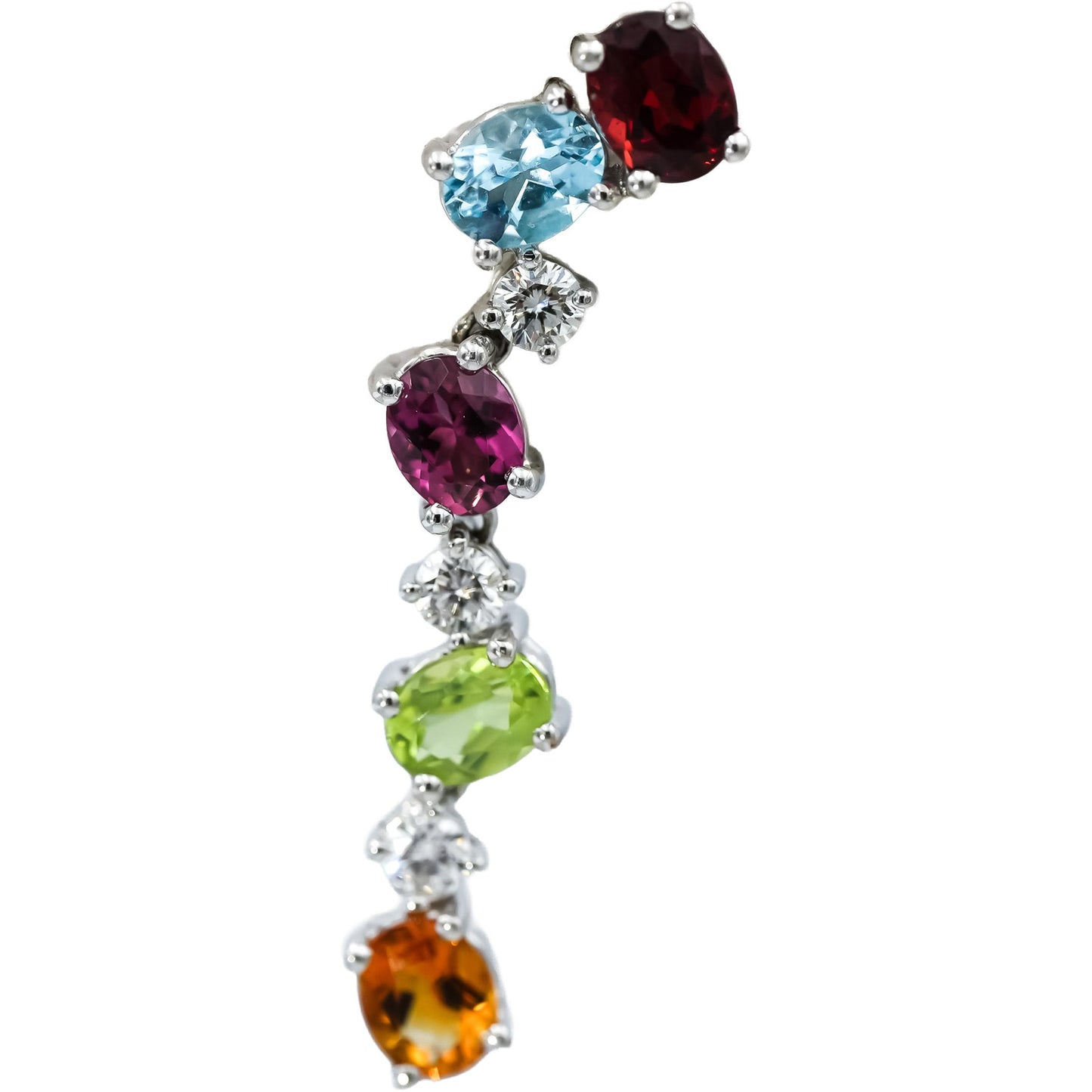 18k White Gold VS Diamond and Rainbow Gemstone Drop Dangle Earrings 3.50CTW