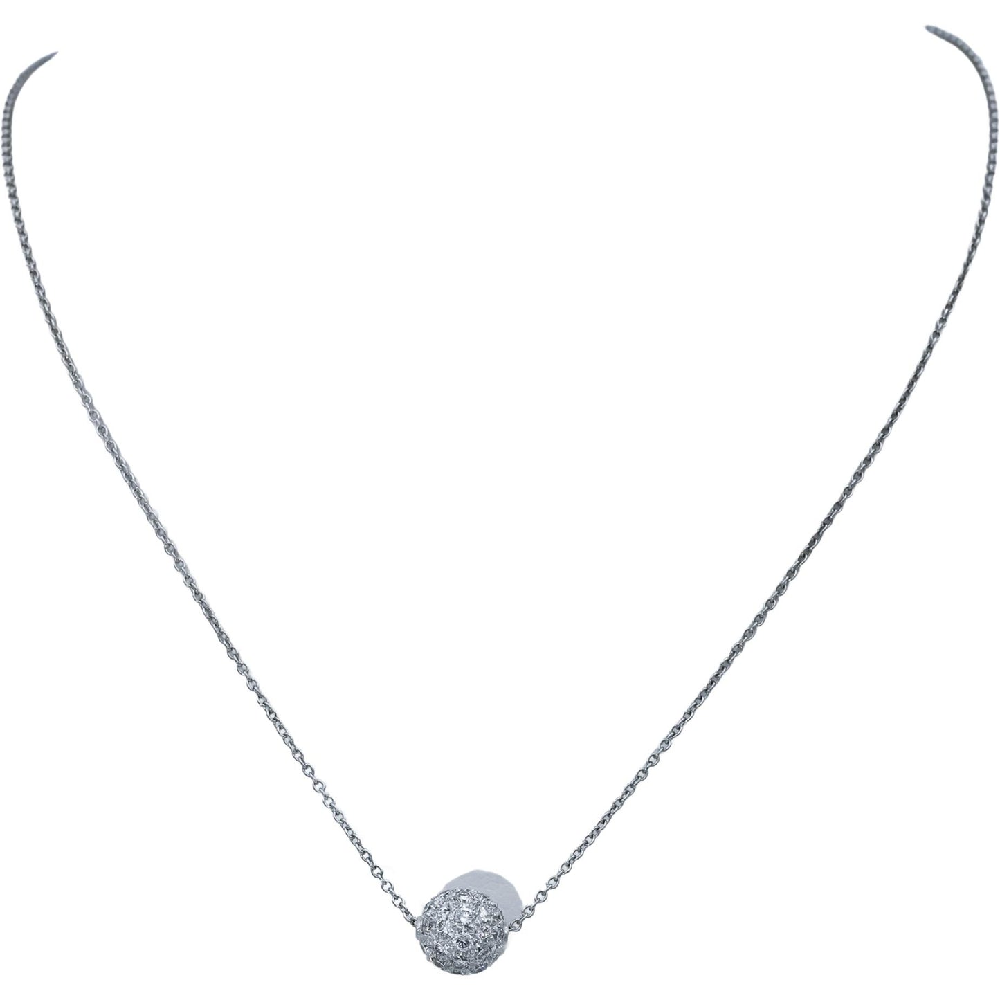 TIFFANY & CO. Platinum VS Round Diamond Cluster Pave Ball Pendant Necklace .90CT