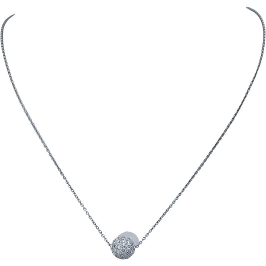 TIFFANY & CO. Platinum VS Round Diamond Cluster Pave Ball Pendant Necklace .90CT