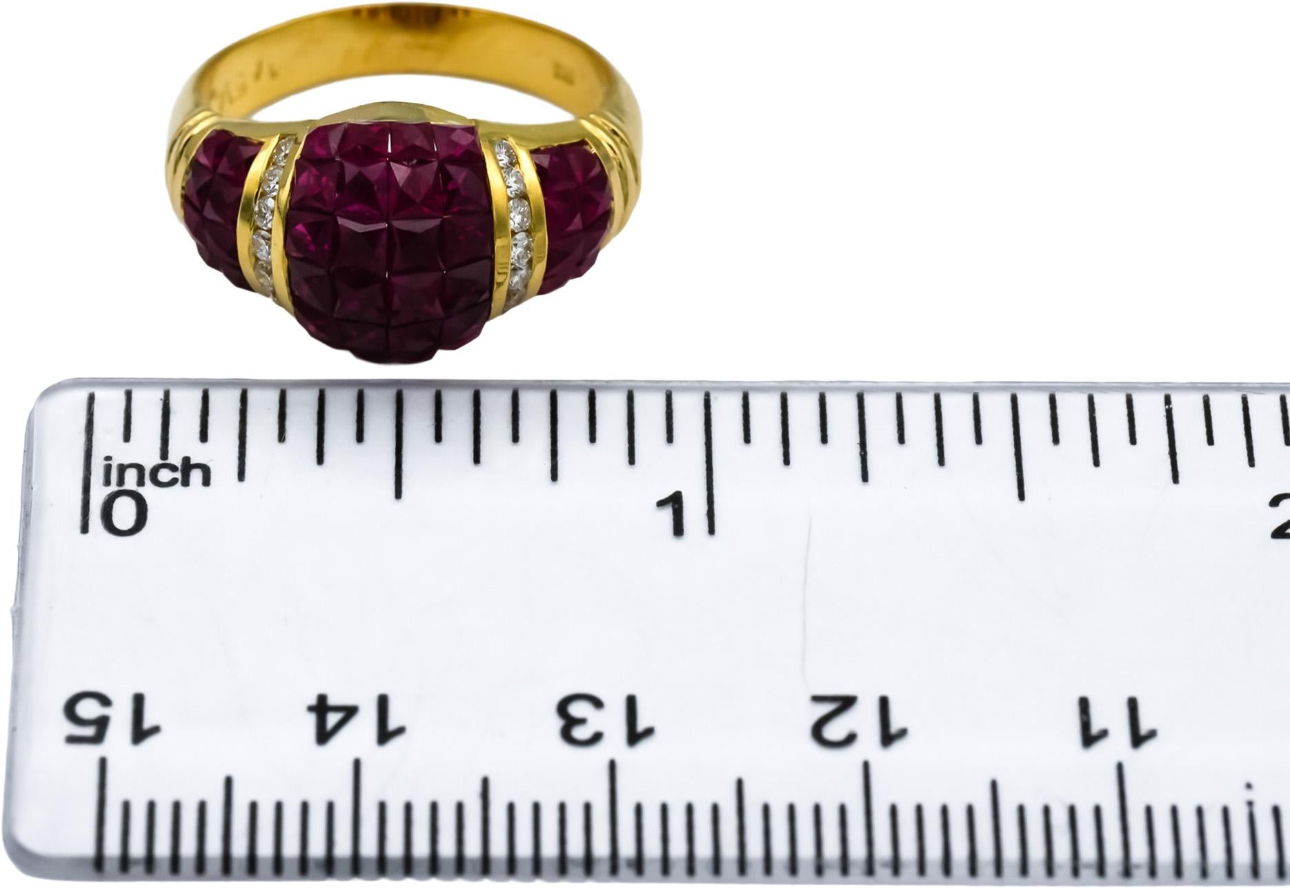 18k Yellow Gold VS Diamond and Ruby Cluster Cocktail Ring 4.60CTW Size 6.75