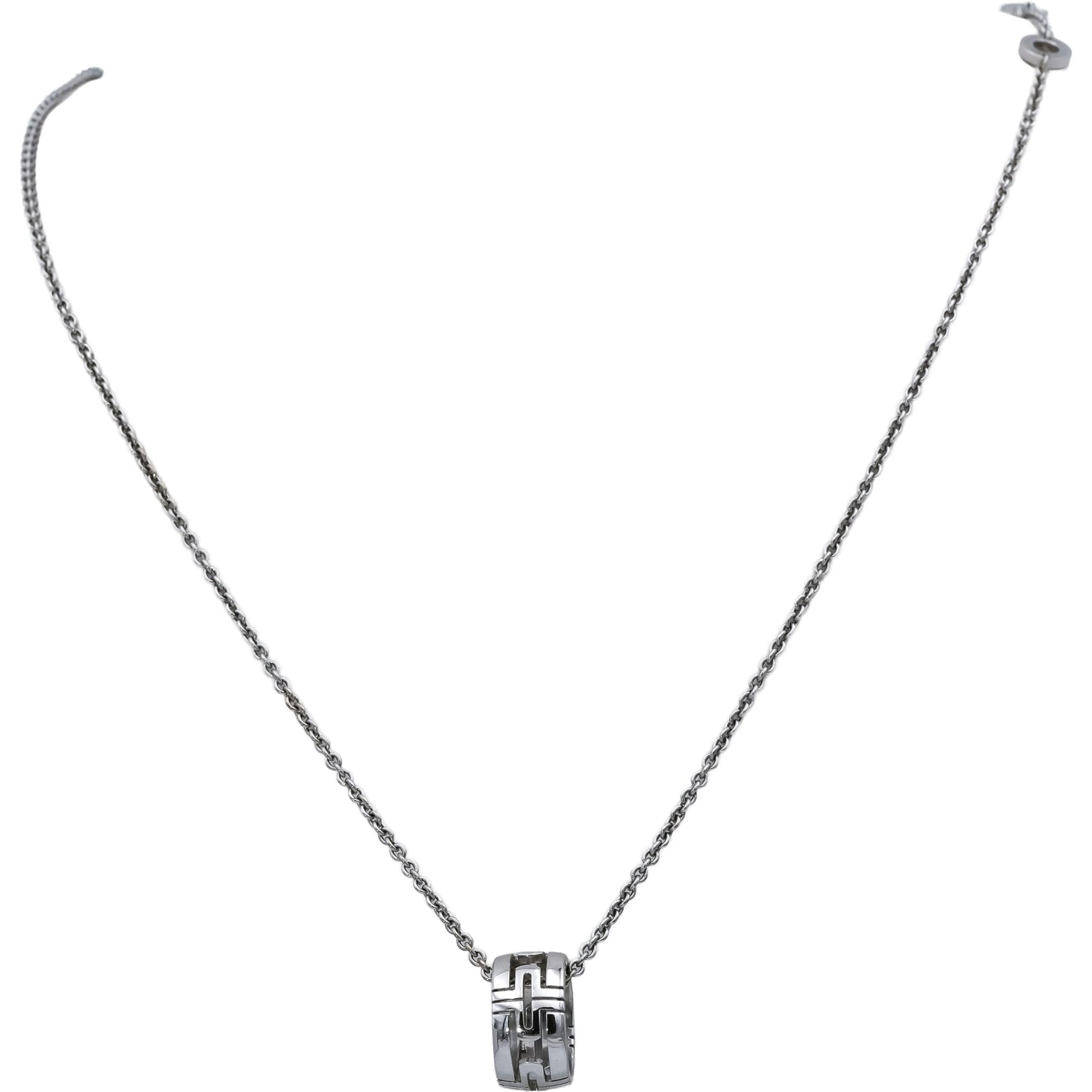 BVLGARI 18k White Gold Parentesi Pendant Necklace