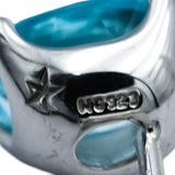 18k White Gold Oval Cut Blue Topaz Stud Earrings