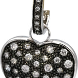 14k White Gold Rhodium Round Diamond Heart Dangle Earrings 0.50CT