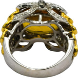 18k White Yellow Gold Citrine Yellow Sapphire Diamond Cocktail Ring 7.85CT Sz 7