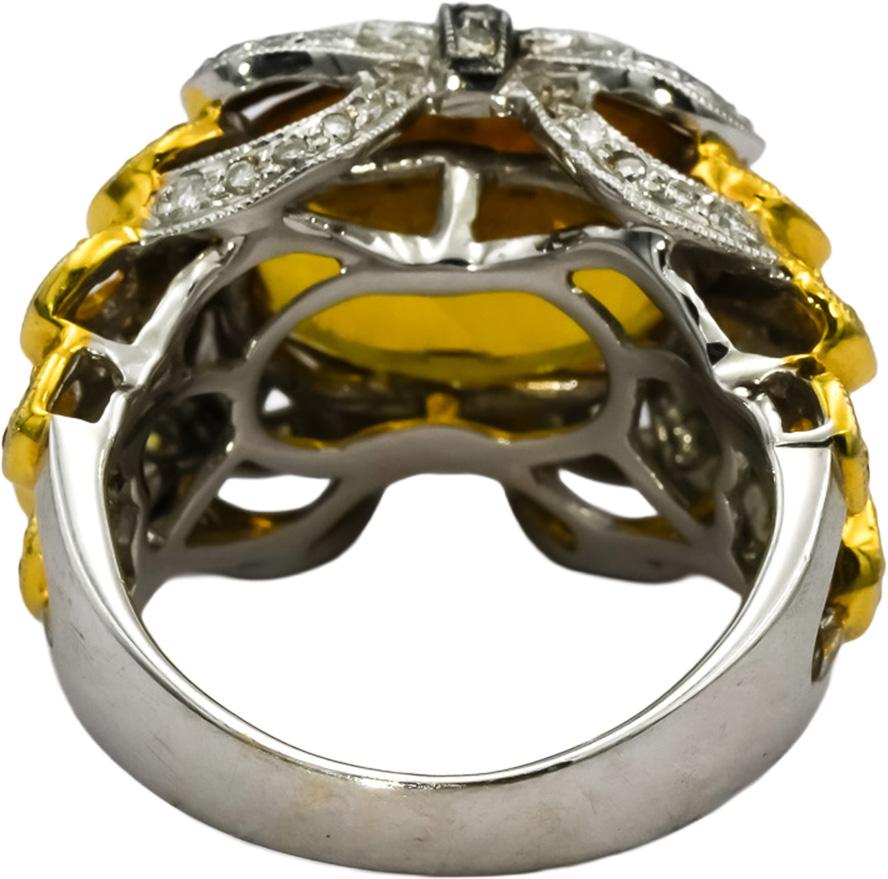 18k White Yellow Gold Citrine Yellow Sapphire Diamond Cocktail Ring 7.85CT Sz 7