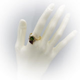 14k Yellow Gold Diamond Pink and Green Tourmaline Ring 2.75CT Size 10.25