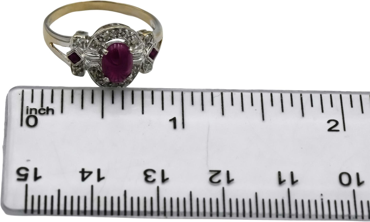 14k White Gold Ruby and Diamond Cocktail Ring 0.60CT Size 7.5