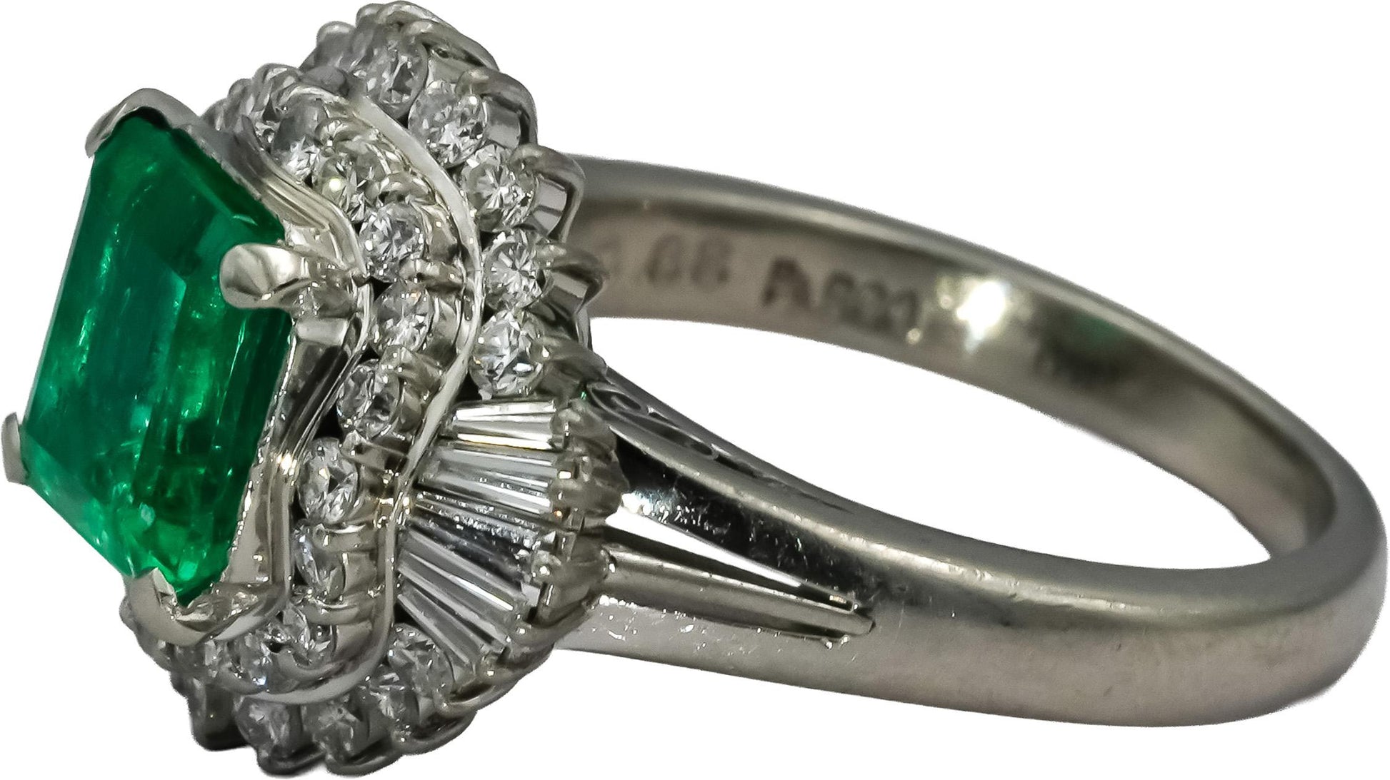 GIA Certified Platinum Colombian Emerald and Diamond Ring 3.06CT Size 6.5