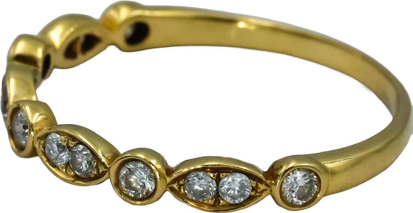 18k Yellow Gold Round Diamond Band Ring 0.50CT Size 10.5