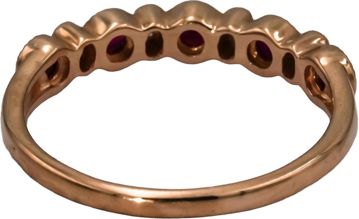 10k Rose Gold Diamond and Ruby Band Ring 0.39CT Size 7