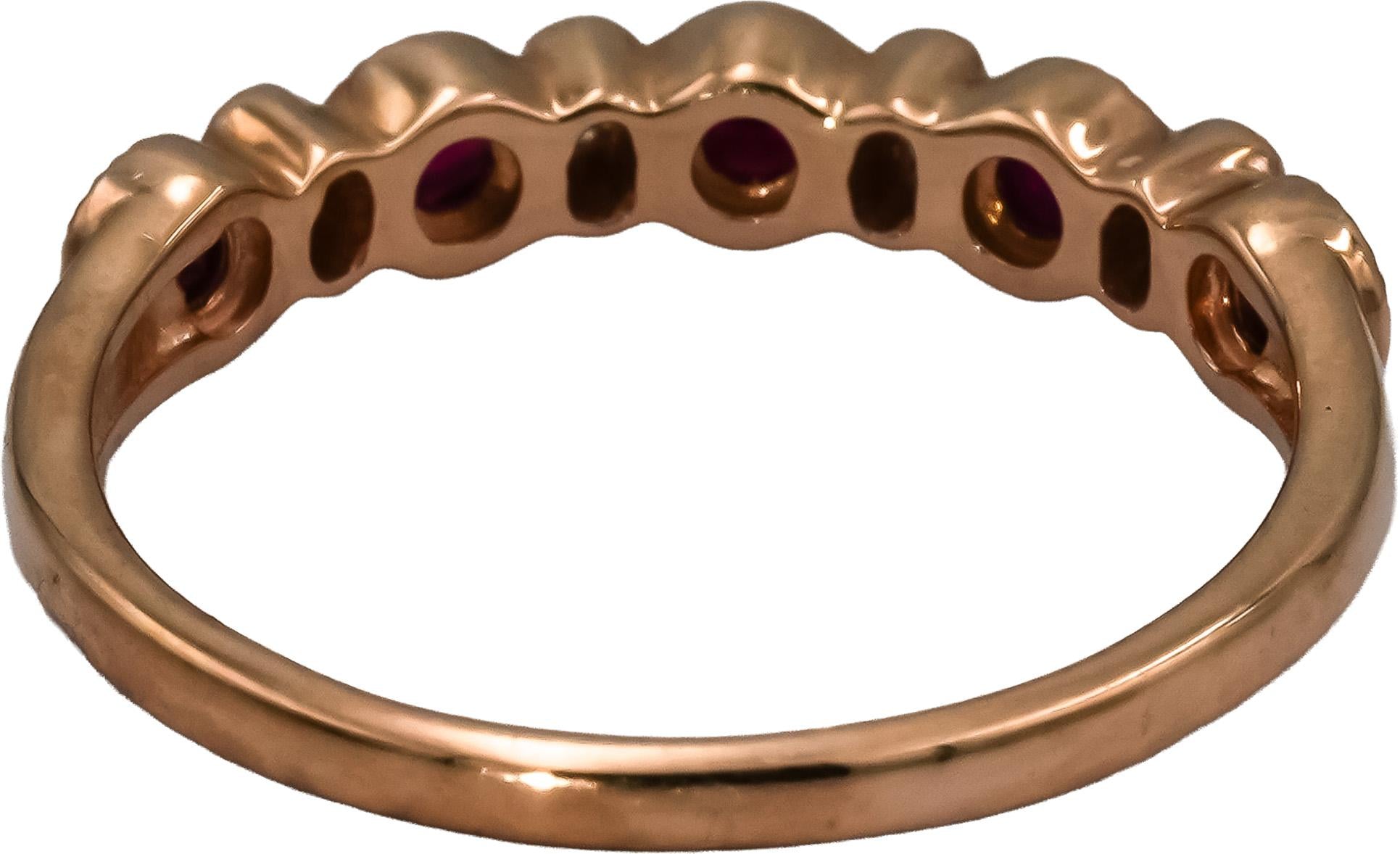 10k Rose Gold Diamond and Ruby Band Ring 0.39CT Size 7