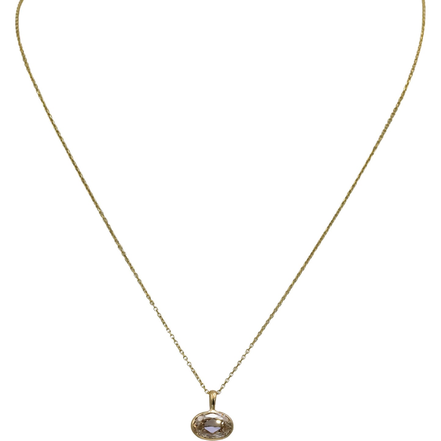 GIA 14k Yellow Gold SI1/O-P Oval Cut Diamond Solitaire Pendant Necklace 1.51CT