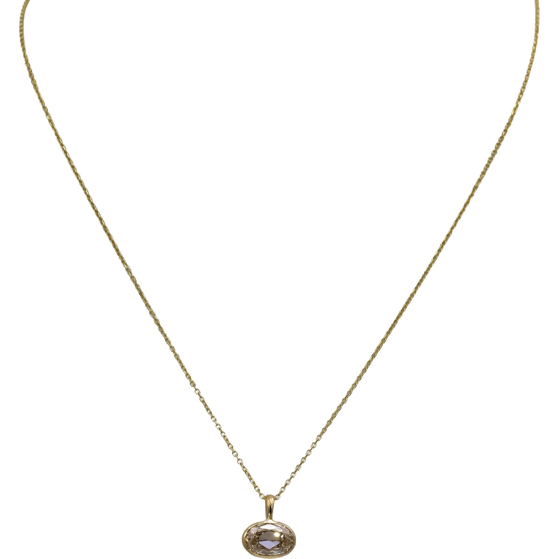 GIA 14k Yellow Gold SI1/O-P Oval Cut Diamond Solitaire Pendant Necklace 1.51CT
