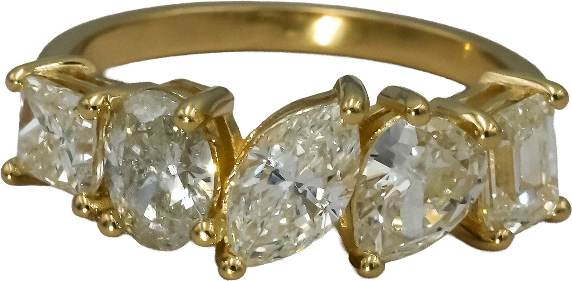14k Yellow Gold Oval Emerald Pear Marquise Princess Diamond Ring 2.08CT Size 7