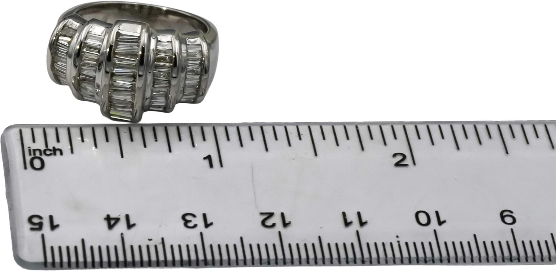 14k White Gold Baguette Channel Set Diamond Ring 2.0CT Size 7.25