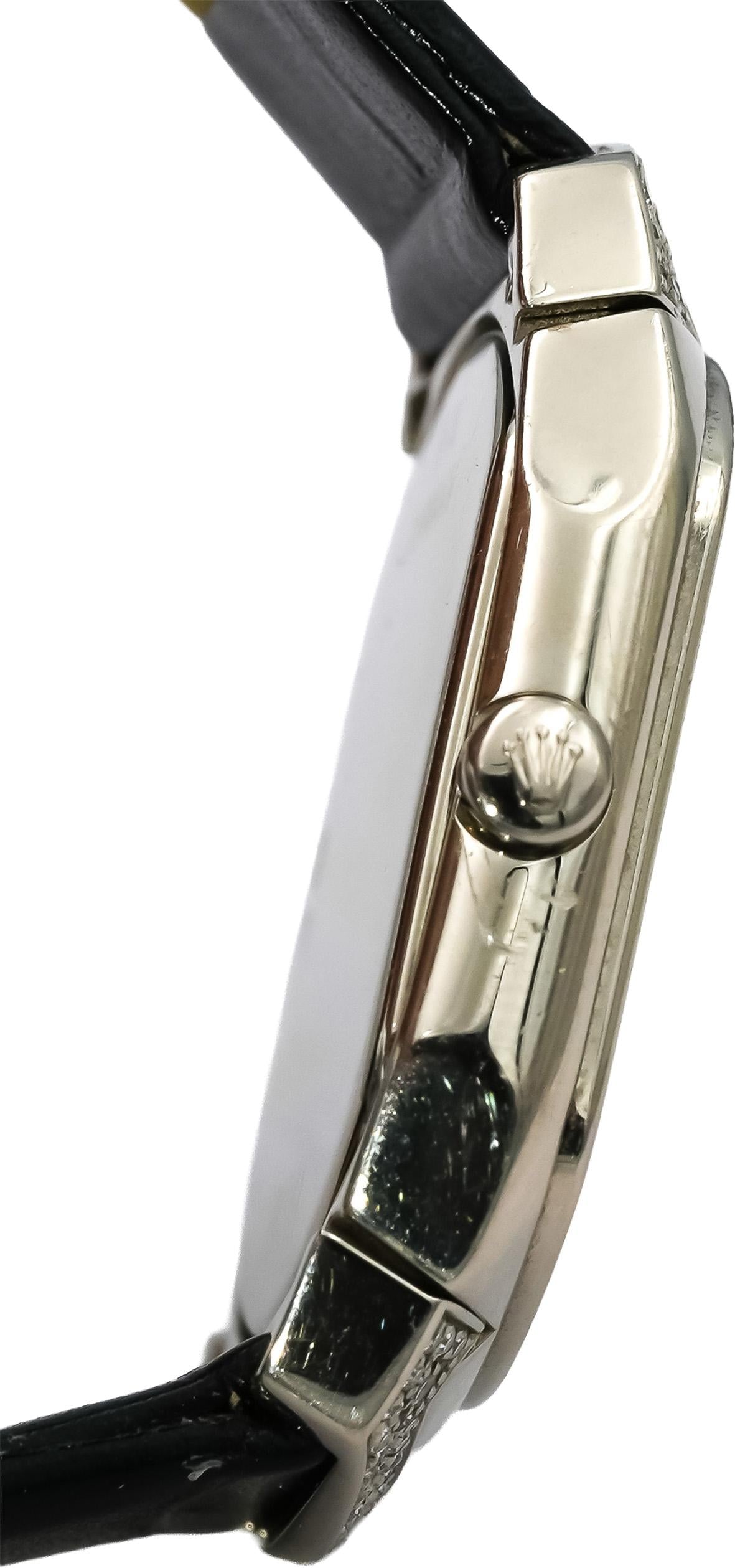 ROLEX 18k White Gold Cellini Cellissima Factory Diamond Bezel Watch Ref 6692