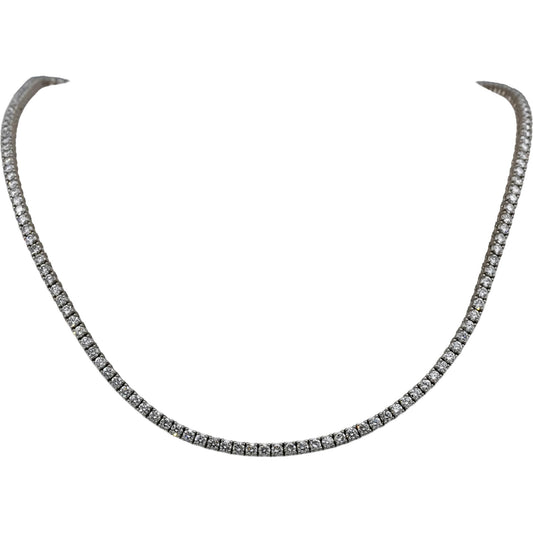 14k White Gold VS Round Lab-Grown Diamond Tennis Necklace 9.97CT