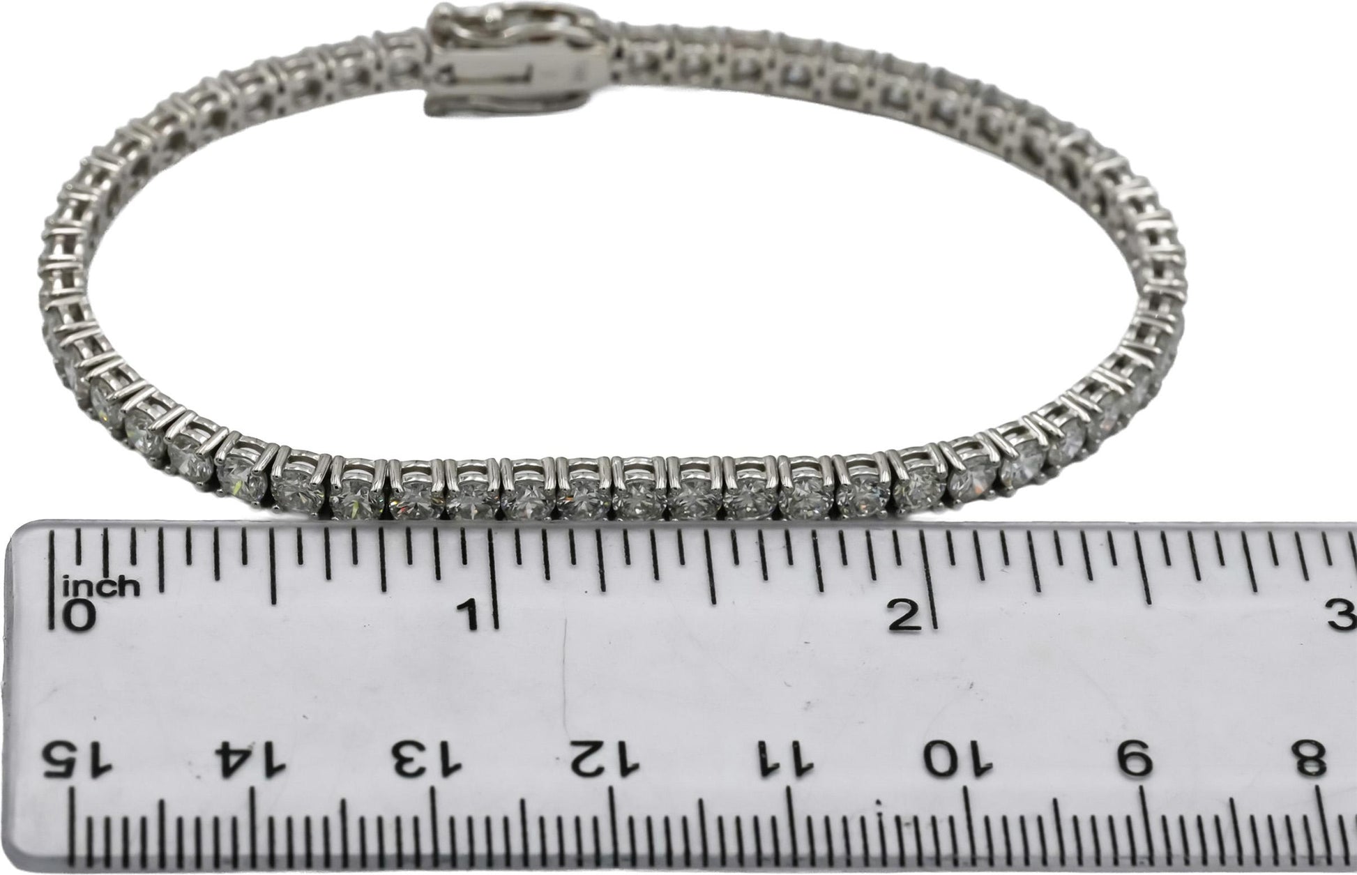 14k White Gold VS Round Lab-Grown Diamond Tennis Bracelet 6.99CT