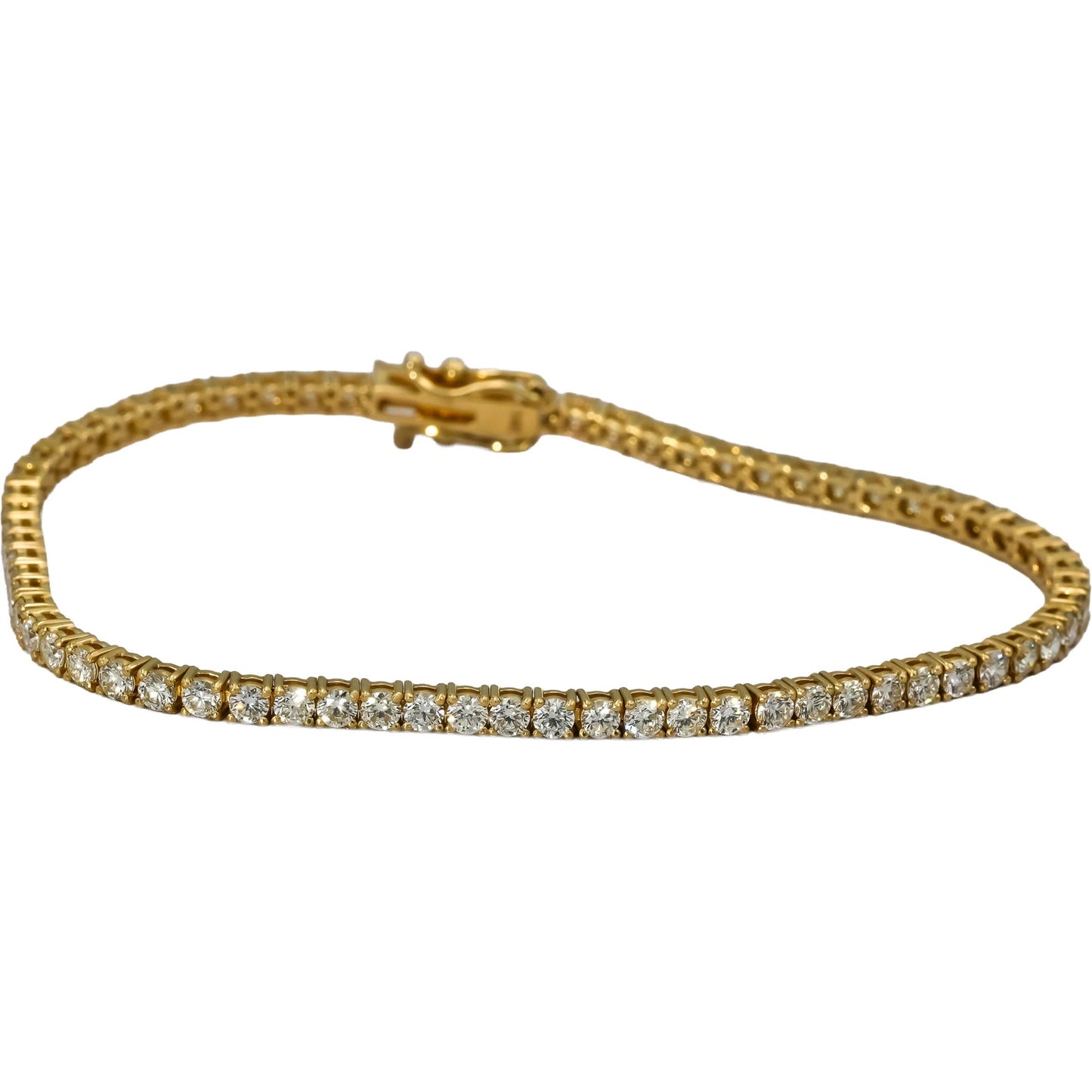 14k Yellow Gold VS Round Diamond Tennis Bracelet 4.92CT