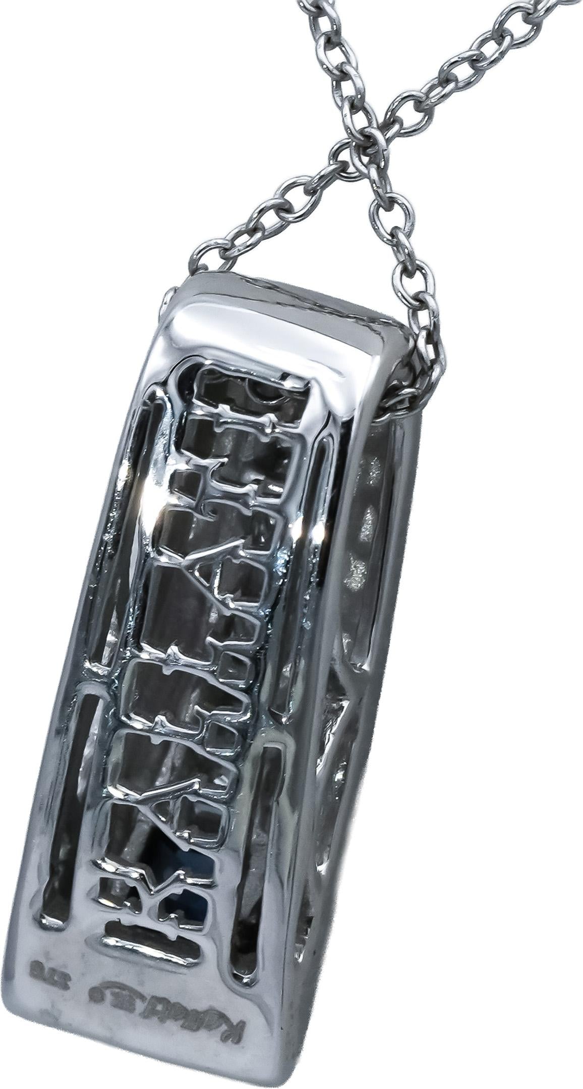 Designer 9k White Gold Diamond and Sapphire Pendant Necklace 0.35CT