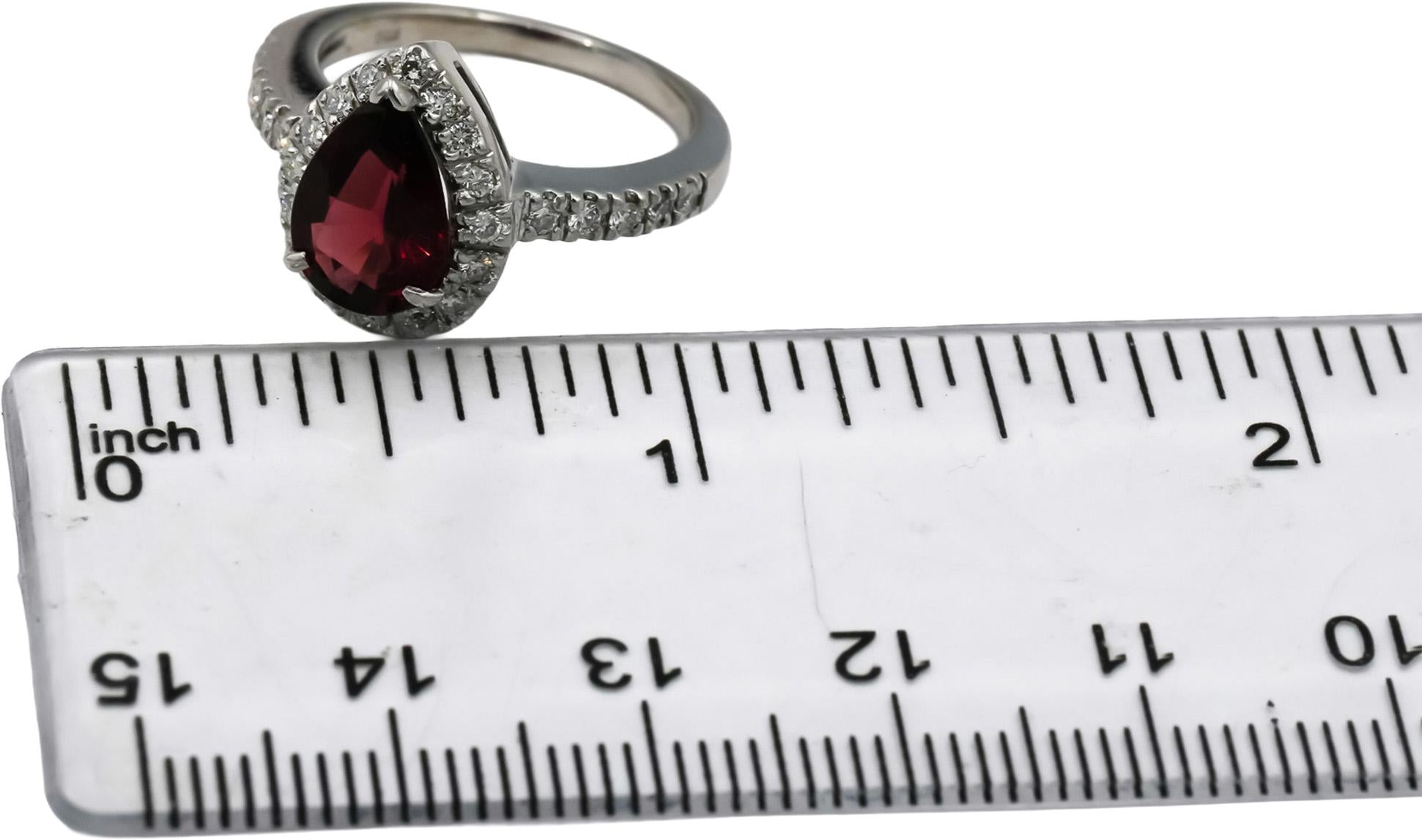 14k White Gold Diamond and Garnet Cocktail Ring 2.21CT Size 5.5