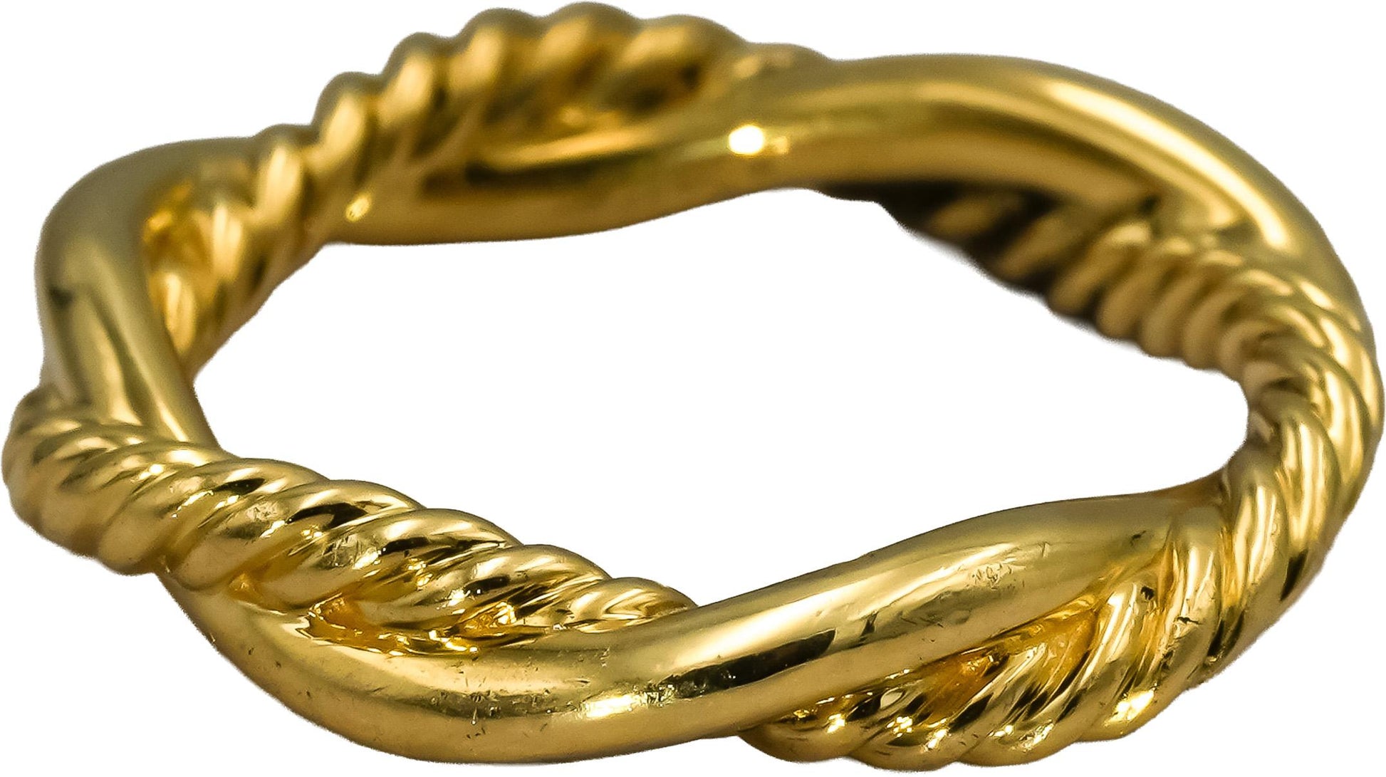 DAVID YURMAN 18k Yellow Gold VS Diamond Cable Classic Band Ring 0.15CT Size 4.5