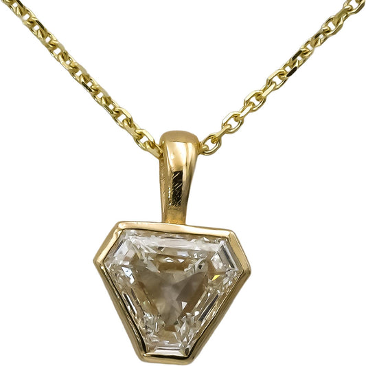 GIA 14k Yellow Gold SI1/I Trillion Step Cut Diamond Pendant Necklace 1.05CT