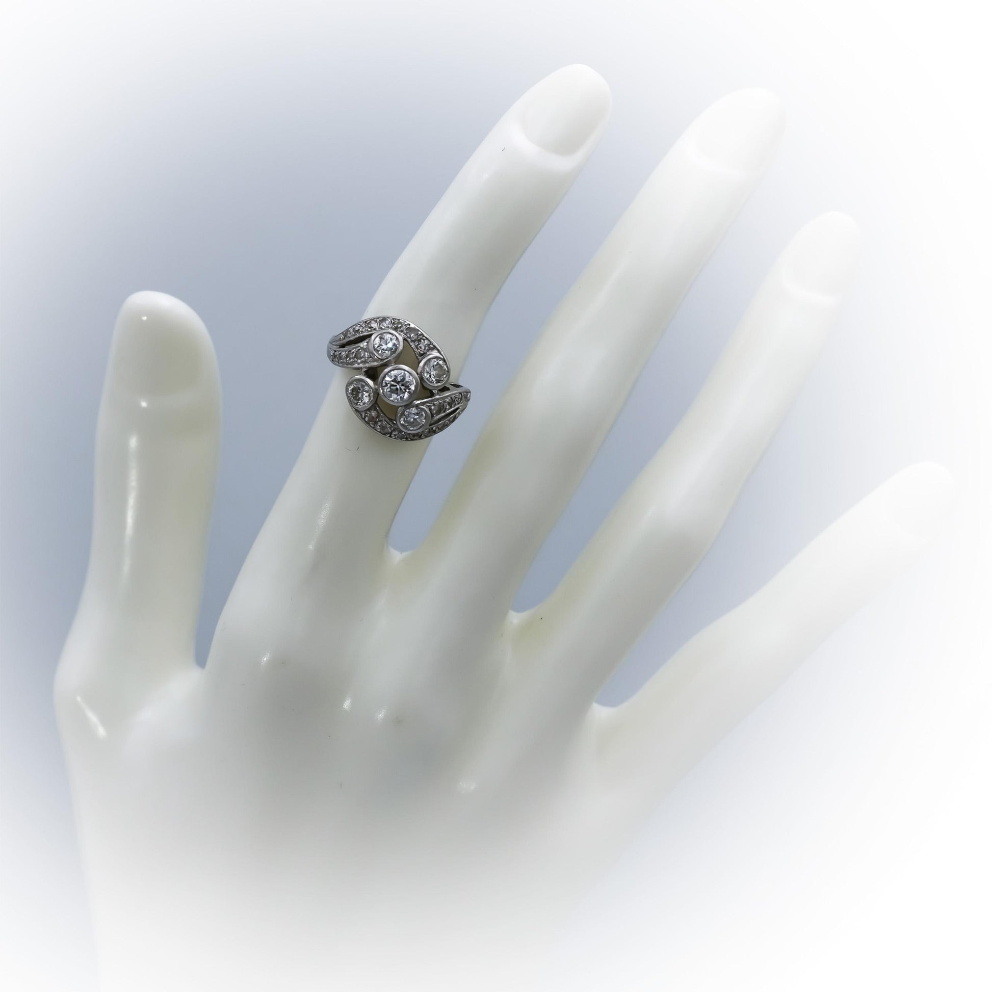 Antique Vintage Platinum Old Euro and Single Cut Diamond Ring 1.50CT Size 5